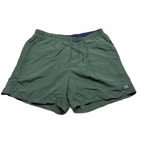 LL Bean Mens Supplex Nylon Shorts Dark Green Elastic Waist Mesh Lined Large